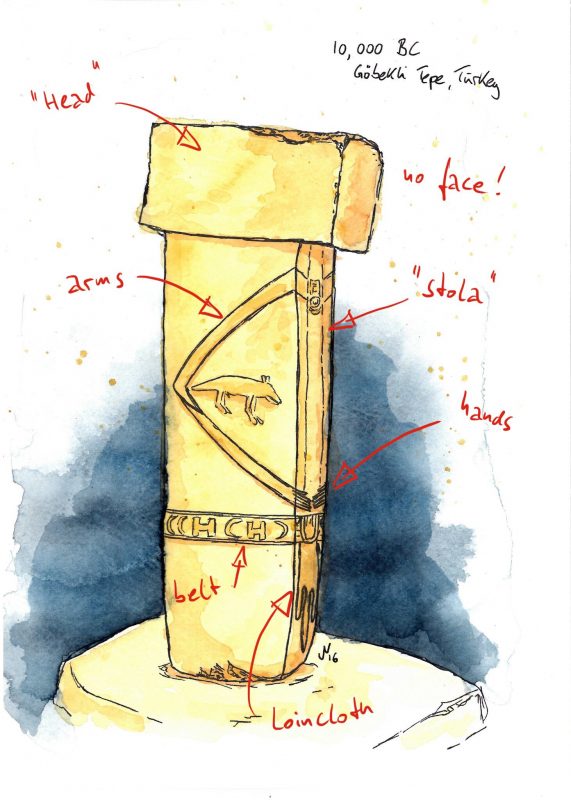 Pfeiler 18 in Göbekli Tepe, diese Zeichnung ist vom Deutschen Archäologischen Institut